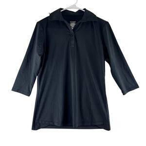 Moheen Cool Dri Polo Shirt 3/4 Sleeve Black Women’s Size Small Moisture Wicking